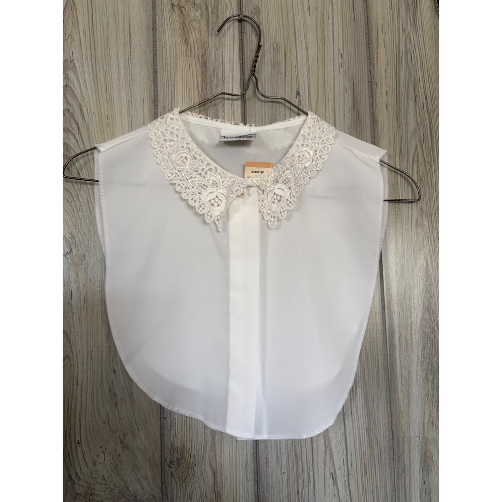 Vintage Specialty House White Lace Dickey Collar Faux Blouse Insert Floral Trim
